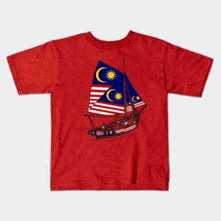 Support Malaysia Stand with Malaysian Ship - Galleon Ship Malaysian Pride Kids T-Shirt